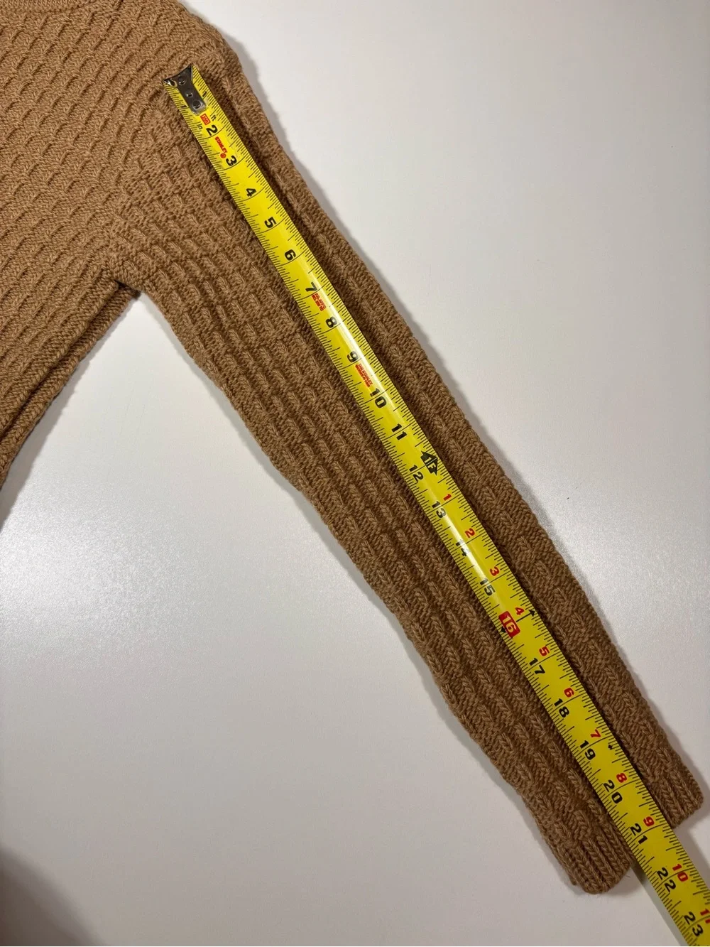 Mango Tan Chunky Knit Wool Blend Cardigan Gold Buttons Size Small